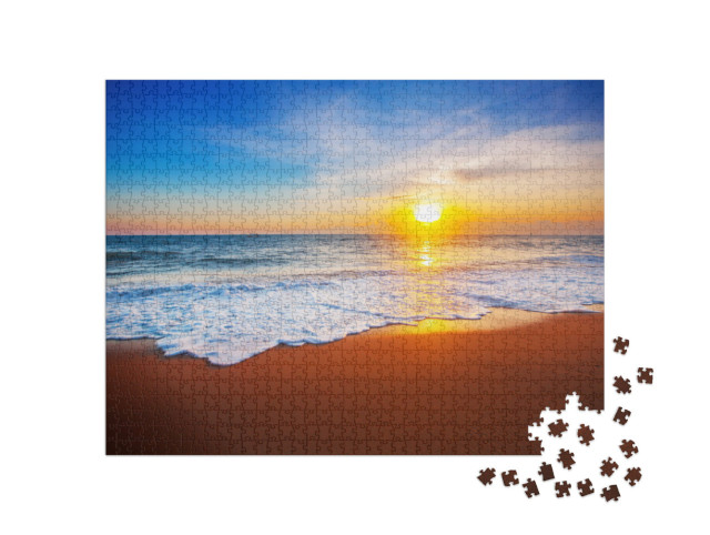 Puzzle 1000 pezzi „Tramonto incantato in riva al mare“