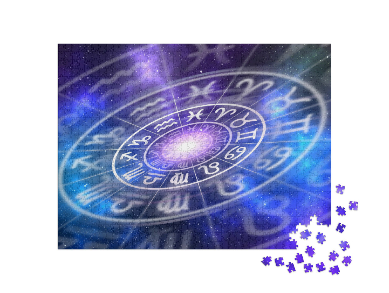 Puzzle 1000 pezzi „Segni zodiacali nel cerchio dell'oroscopo, astrologia, oroscopi“