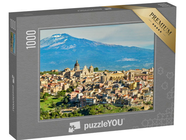 Puzzle 1000 pezzi „Vista di Militello in Val di Catania con l'Etna sullo sfondo - Sicilia, Italia meridionale“