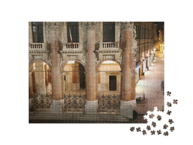 Puzzle 1000 pezzi „Visione notturna della piazza principale della città di Vicenza, e Piazza dei Signori“