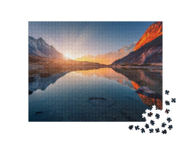 Puzzle 1000 pezzi „Paesaggio con montagne e cime in Nepal, Himalaya“