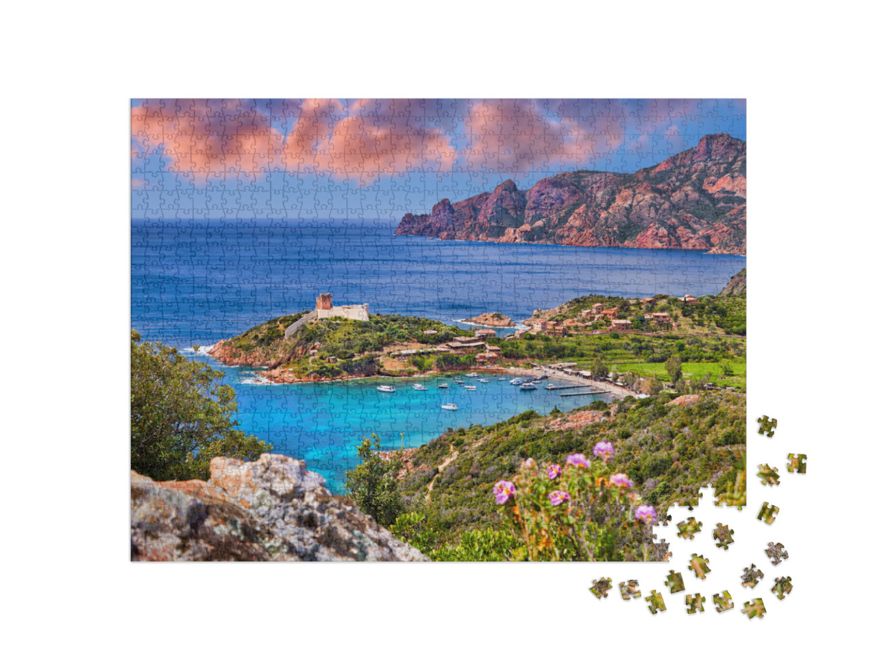 Puzzle 1000 pezzi „La baia di Girolata sull'isola di Corsica, Francia“