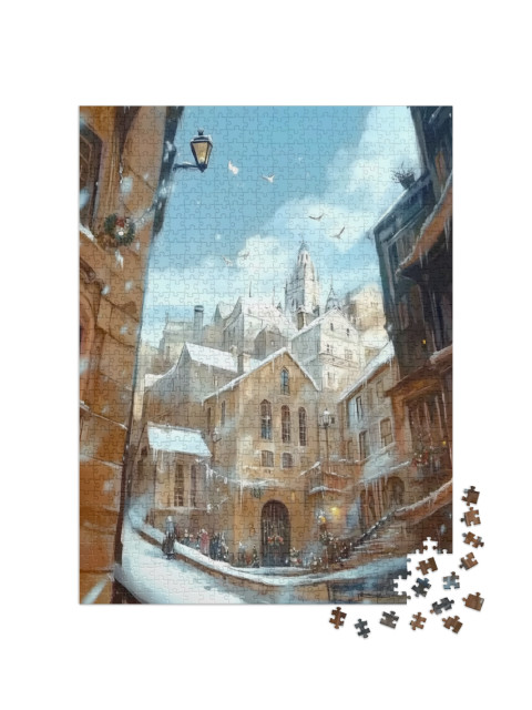 Puzzle 1000 pezzi „Mattina di Natale nel centro storico“