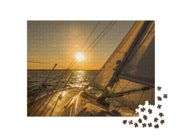 Puzzle 1000 pezzi „Barca a vela al tramonto“