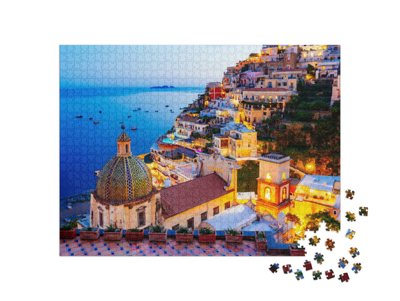 Puzzle 1000 pezzi „Positano, Costiera Amalfitana, Campania, Sorrento, Italia“