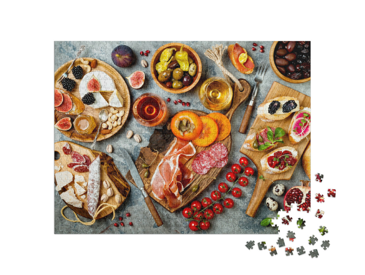Puzzle 1000 pezzi „Tavolo degli antipasti con antipasti italiani“