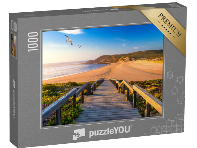 Puzzle 1000 pezzi „Passerella in legno per la spiaggia di Praia da Amoreira, Algarve, Portogallo“