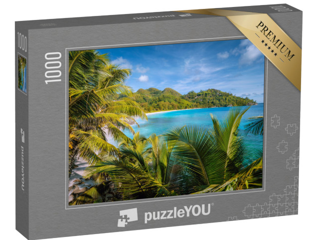 Puzzle 1000 pezzi „Spiaggia esotica paradisiaca sull'isola di Mahe, Seychelles“