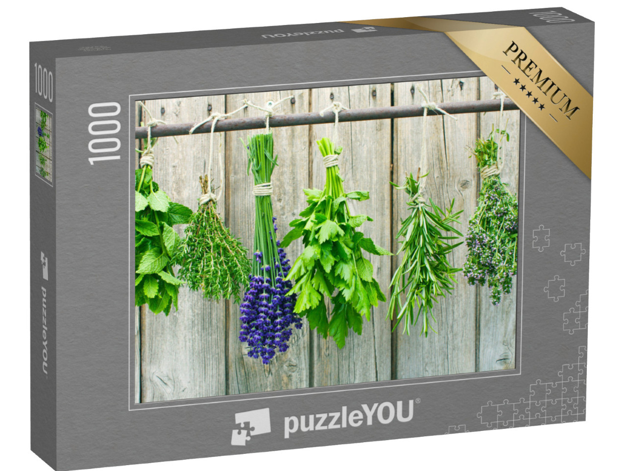 Puzzle 1000 pezzi „Varie erbe fresche, appese ad asciugare“