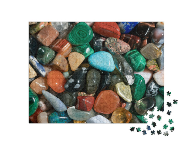 Puzzle 1000 pezzi „Varie pietre semipreziose lucidate ametista, quarzo, agata“