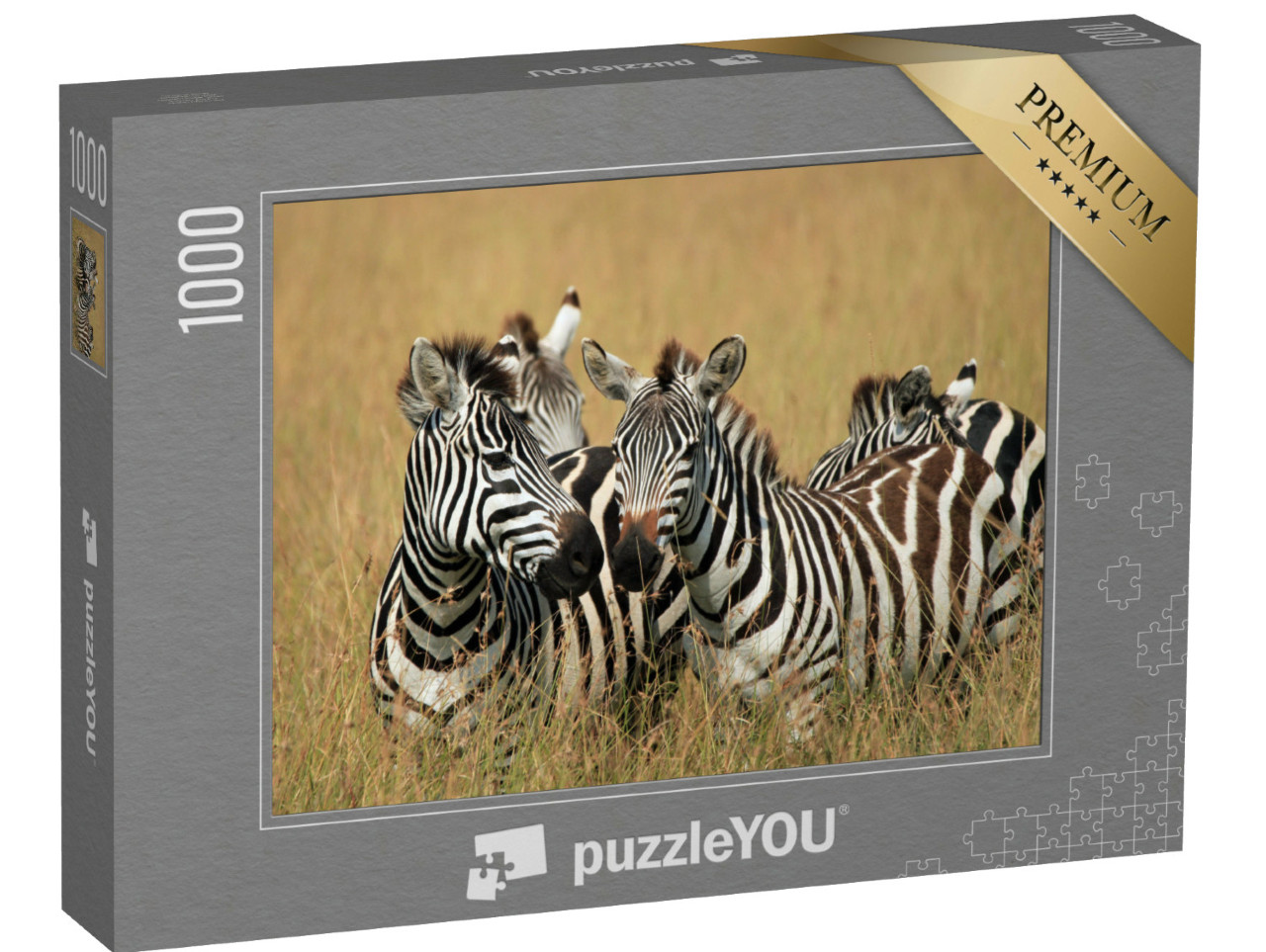 Puzzle 1000 pezzi „Zebre della steppa nella savana, Maasai Mara, Kenya“