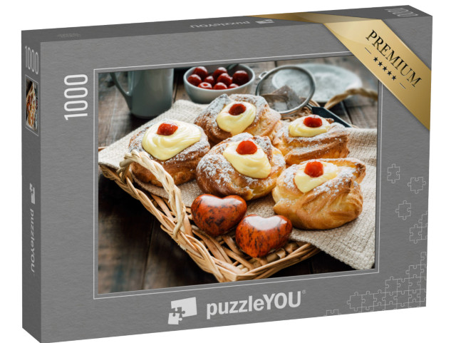 Puzzle 1000 pezzi „Zeppole di San Giuseppe, tipico dolce italiano fatto in casa per la Festa del Papà“