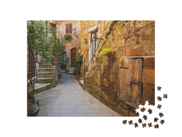 Puzzle 1000 pezzi „Porta classica toscana nel borgo di Pitigliano“