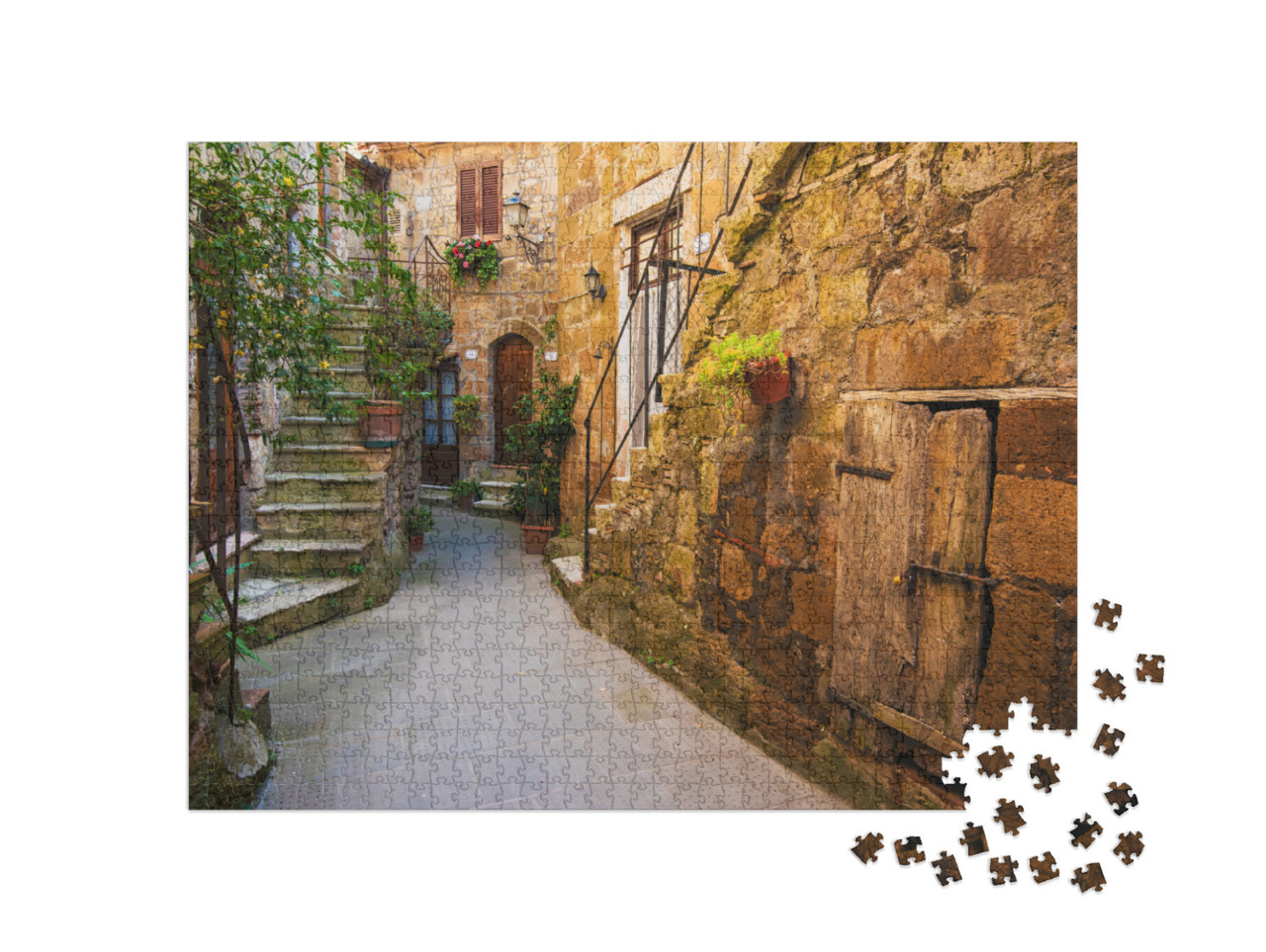 Puzzle 1000 pezzi „Porta classica toscana nel borgo di Pitigliano“