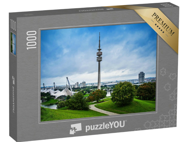 Puzzle 1000 pezzi „Parco Olimpico con torre e stadio, Monaco di Baviera“
