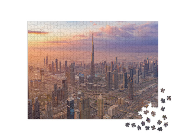 Puzzle 1000 pezzi „Vista aerea del Burj Khalifa nel centro di Dubai“