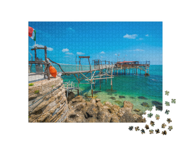 Puzzle 1000 pezzi „Costa dei Trabocchi, provincia di Chieti, Abruzzo, Italia centrale.“