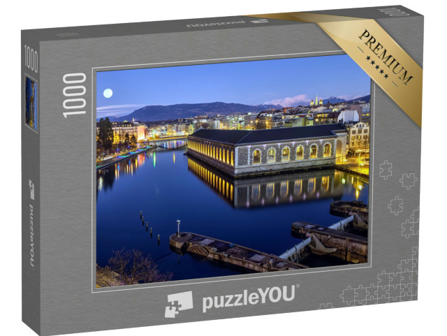 Puzzle 1000 pezzi „Ginevra di sera, Svizzera“