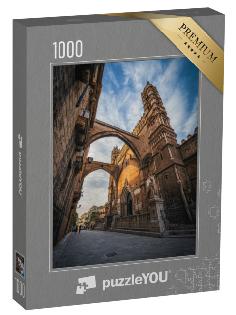 Puzzle 1000 pezzi „Vista laterale del Duomo di Palermo a Palermo, Sicilia, Italia. Giugno 2023“