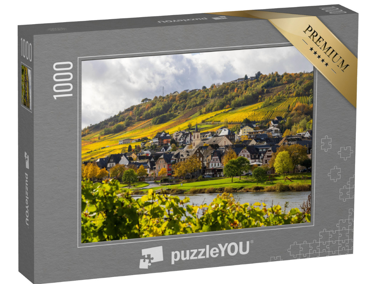 Puzzle 1000 pezzi „Paesaggio della Mosella e vigneti dai colori dorati dell'autunno, Germania“