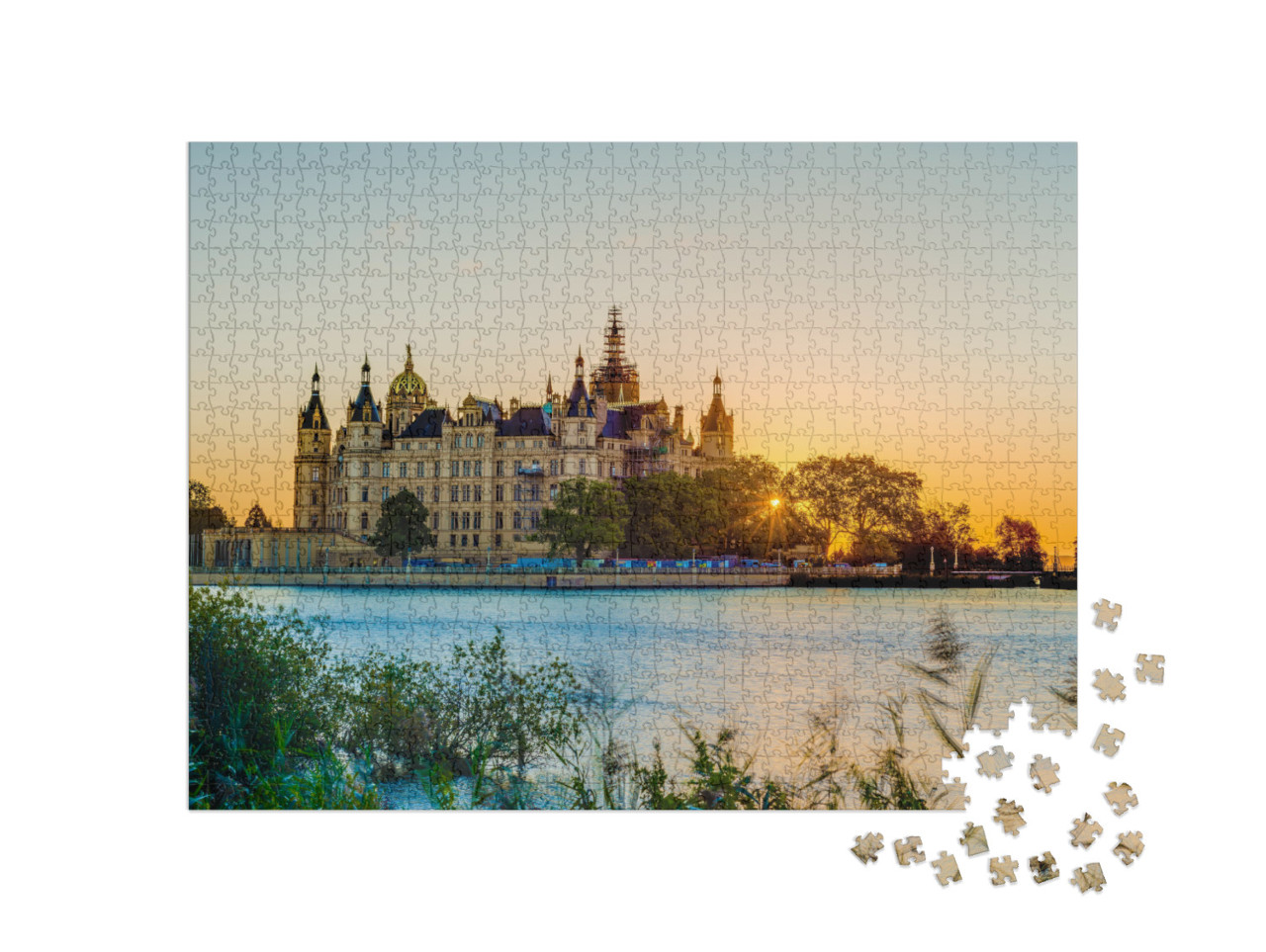 Puzzle 1000 pezzi „Tramonto sul castello di Schwerin“