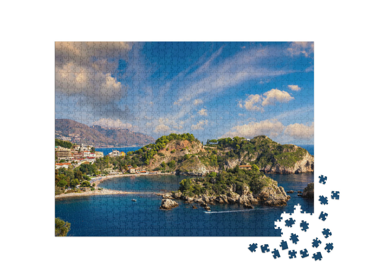 Puzzle 1000 pezzi „Isola Bella nel mare azzurro, Taormina, Sicilia“