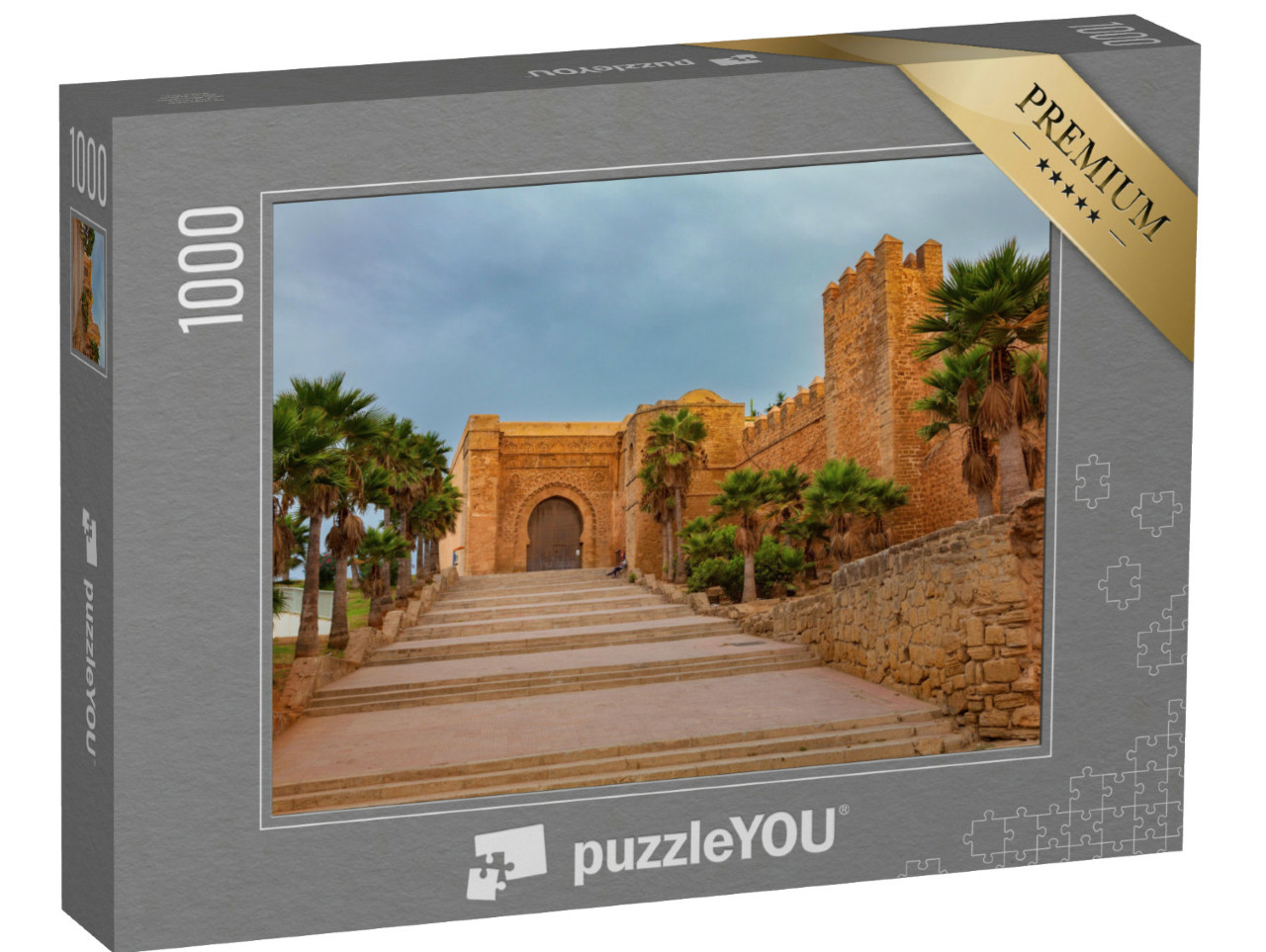 Puzzle 1000 pezzi „Bab el Kebir, porta principale della Kasbah degli Udayas, Rabat, Marocco“