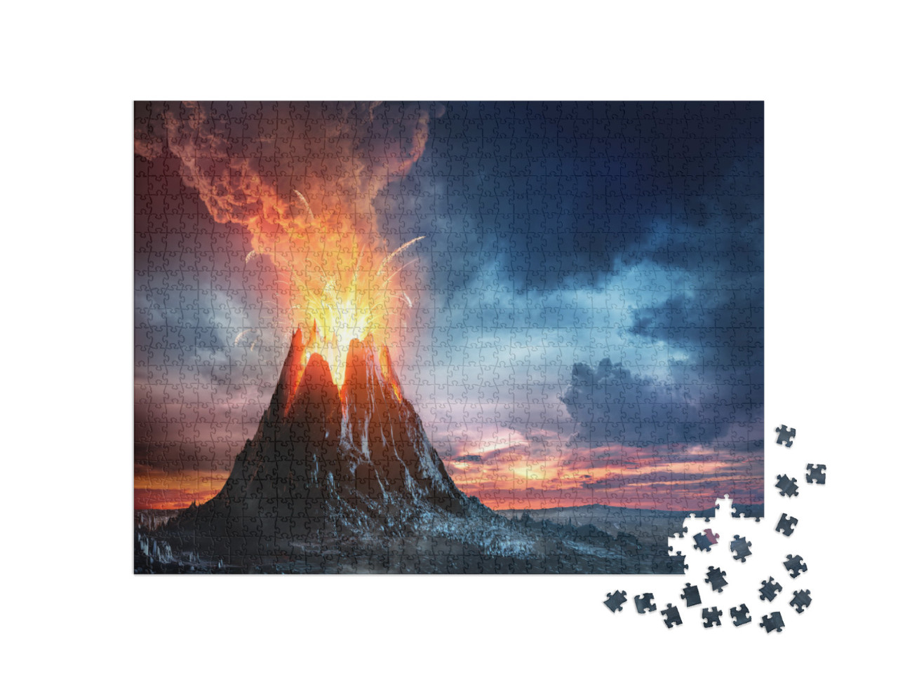 Puzzle 1000 pezzi „Montagna vulcanica in eruzione“