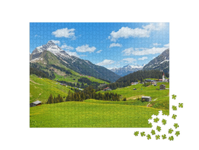 Puzzle 1000 pezzi „Vista estiva sulle montagne del Biberkopf“