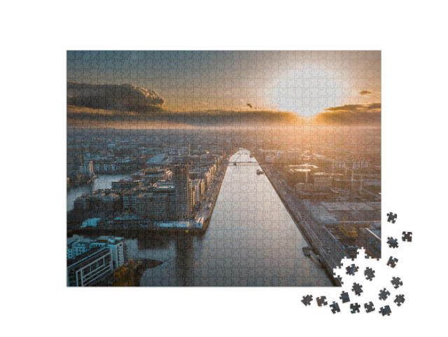 Puzzle 1000 pezzi „Tramonto a Dublino sul fiume Liffey“