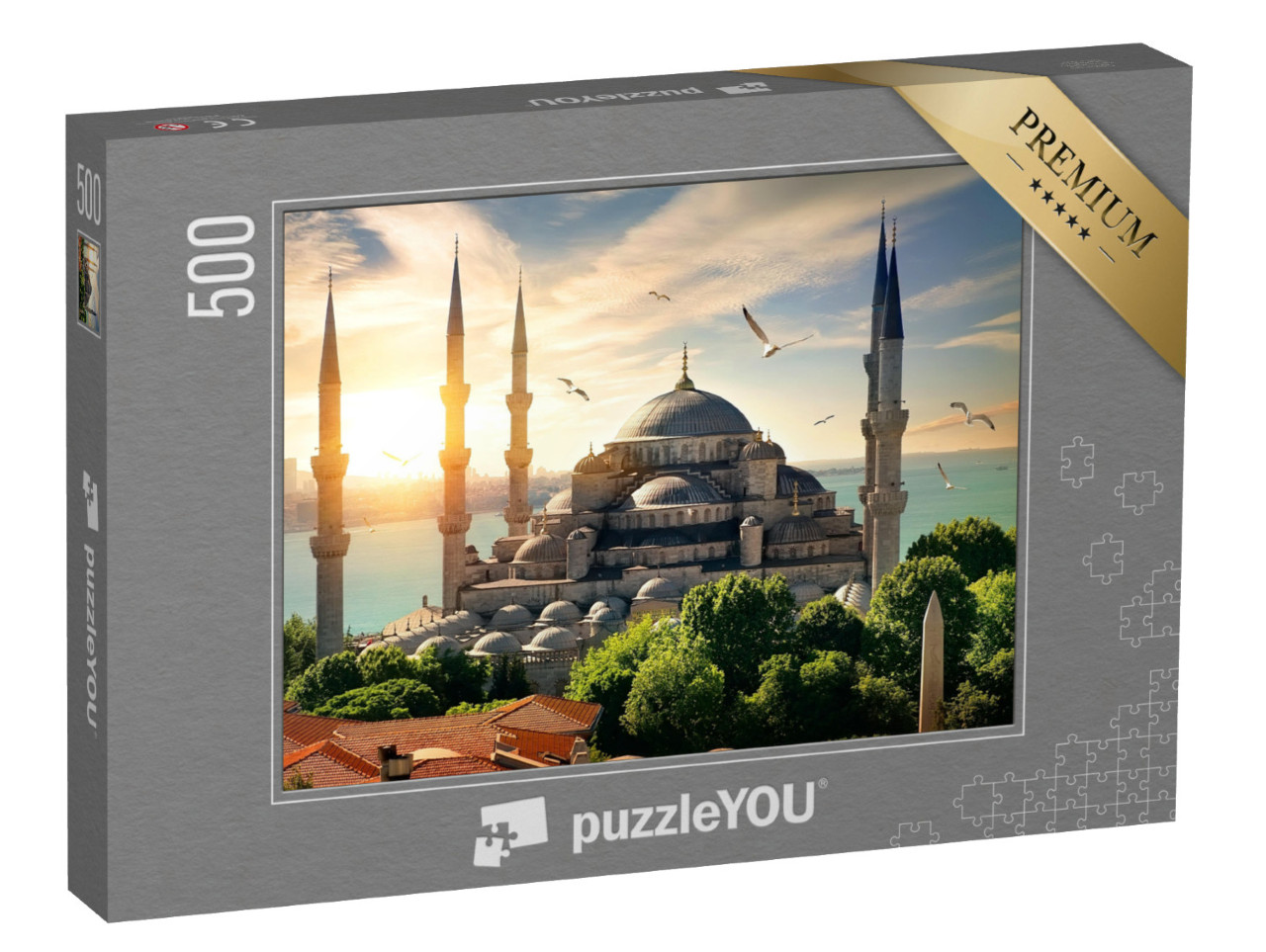 Puzzle 500 pezzi „Gabbiani sopra la Moschea Blu e il Bosforo a Istanbul“