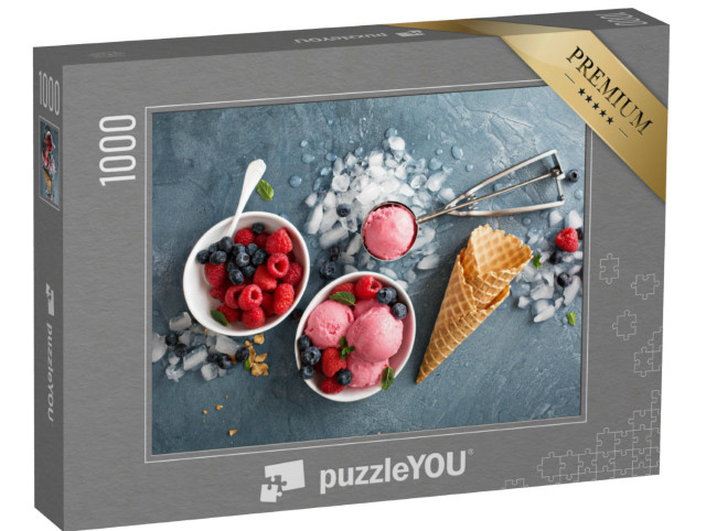 Puzzle 1000 pezzi „Gelato al lampone in coppa bianca“