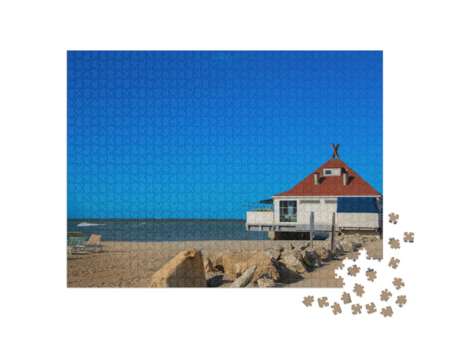 Puzzle 1000 pezzi „Banchina della bella città di Cervia, Italia, sul Mare Adriatico“