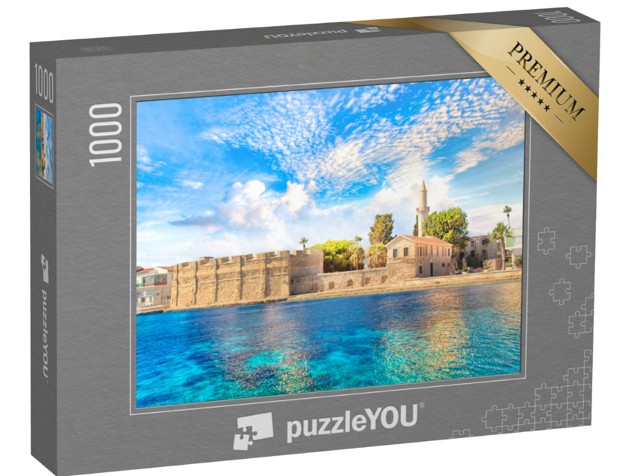 Puzzle 1000 pezzi „Bellissima vista del castello di Larnaca, isola di Cipro“