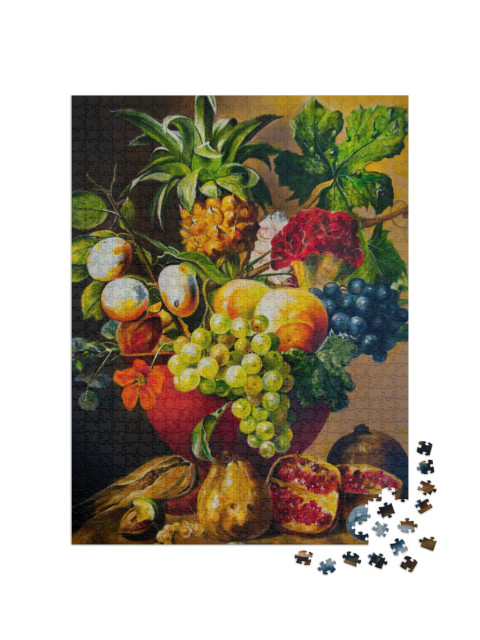 Puzzle 1000 pezzi „Natura morta con ananas, melograno e uva“