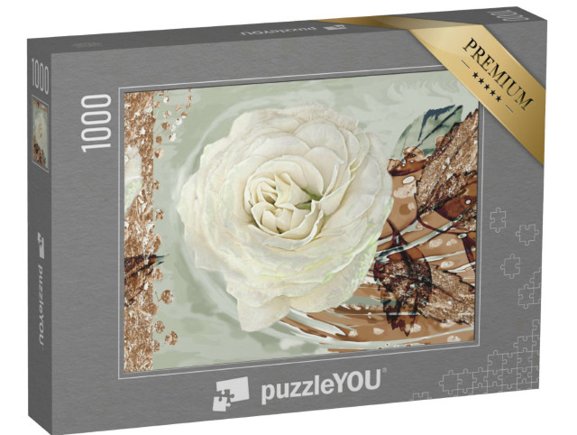 Puzzle 1000 pezzi „Pittura a olio: Rosa bianca“
