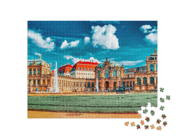 Puzzle 1000 pezzi „Vista panoramica dello Zwinger, il palazzo reale di Dresda“