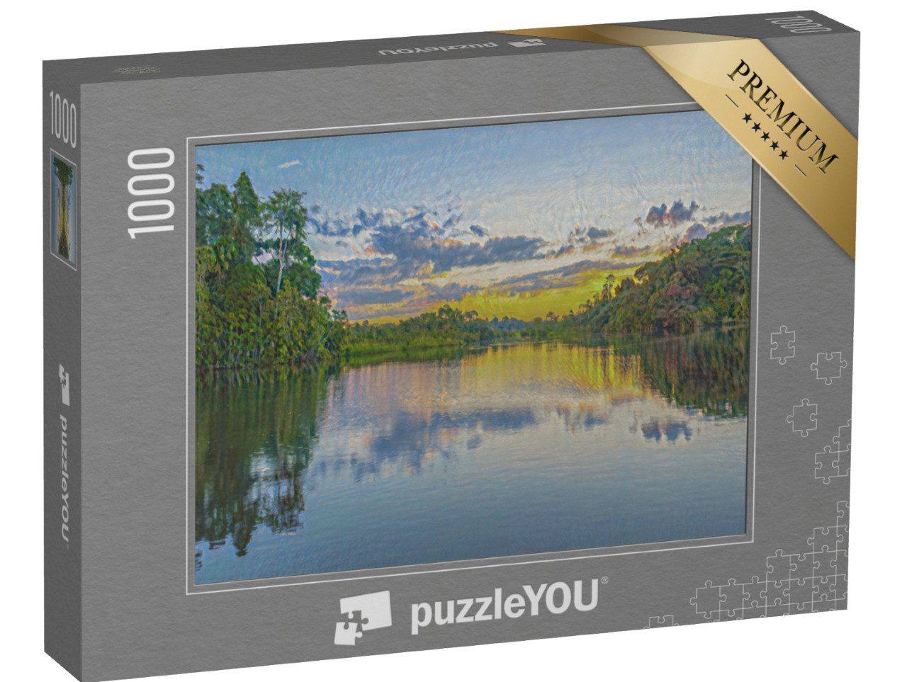 Puzzle 1000 pezzi „nello stile artistico di Claude Monet: Tramonto sul Rio delle Amazzoni“