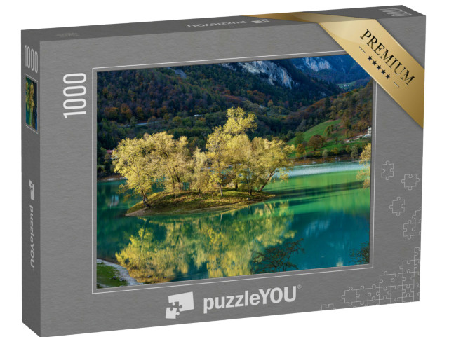Puzzle 1000 pezzi „Lago di Tenno, Provincia di Trento, Trentino-Alto Adige, Italia in una giornata autunnale“