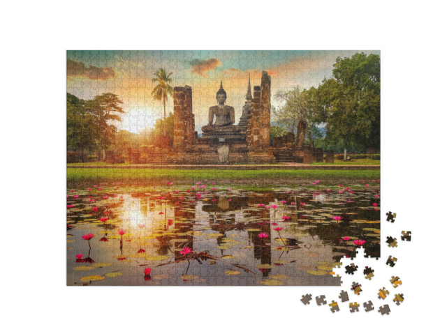 Puzzle 1000 pezzi „Tempio Wat Mahathat, patrimonio mondiale dell'UNESCO in Thailandia“
