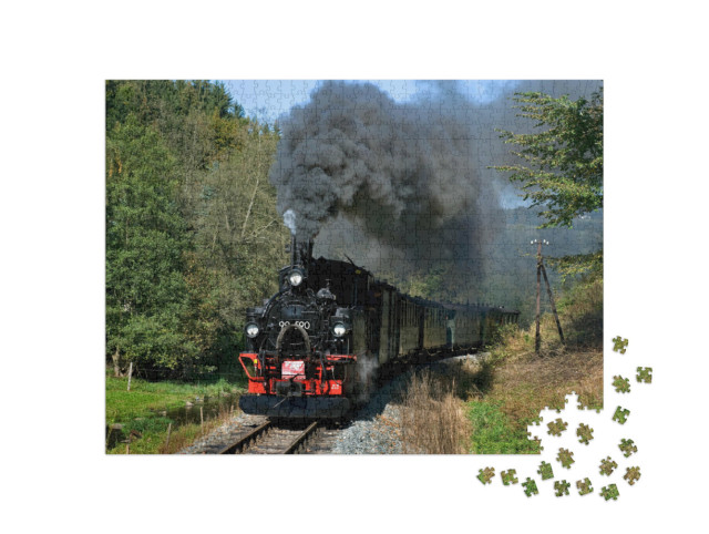 Puzzle 1000 pezzi „Viaggio in treno nostalgico tra Steinbach e Jöhstadt, Sassonia, Germania“