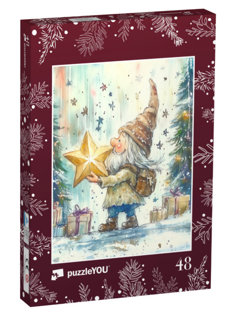 Puzzle 48 pezzi „L'elfo di Natale trova la stella“