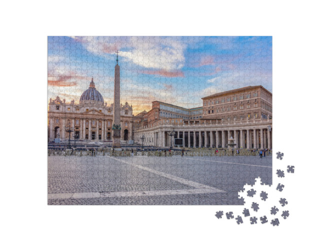Puzzle 1000 pezzi „Basilica di San Pietro in Vaticano al tramonto, centro di Roma, Italia“