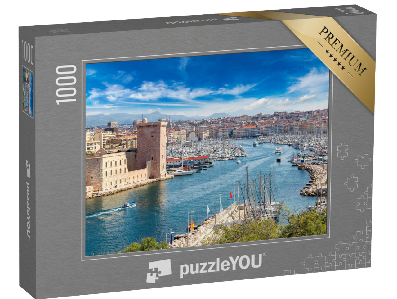 Puzzle 1000 pezzi „Castello di Saint Jean e Cattedrale de la Major, Marsiglia, Francia“