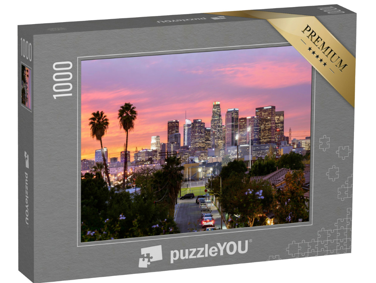 Puzzle 1000 pezzi „Lo skyline del centro di Los Angeles al tramonto“