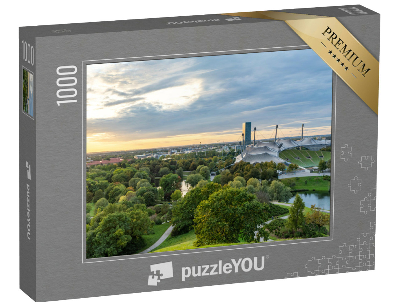 Puzzle 1000 pezzi „Tramonto sullo Stadio Olimpico di Monaco“