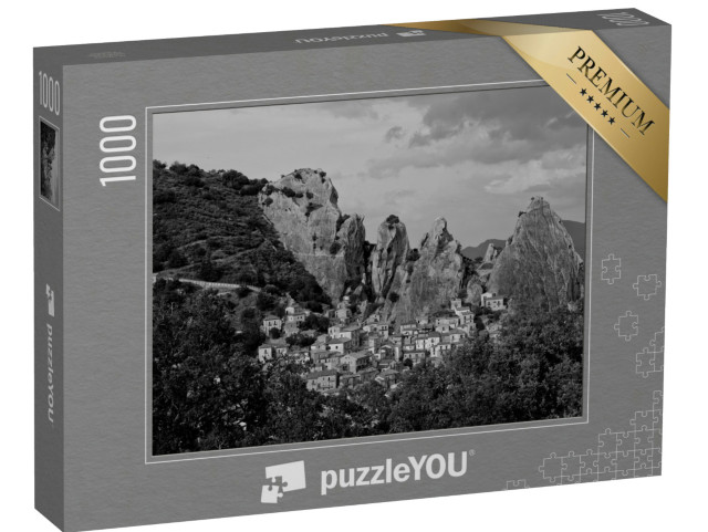 Puzzle 1000 pezzi „Castelmezzano, l'antico borgo immerso nei tipici panorami delle Dolomiti Lucane, Italia“