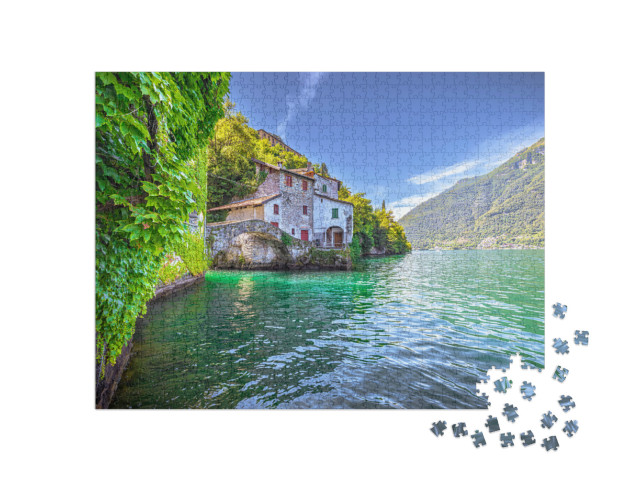 Puzzle 1000 pezzi „La città costiera medievale di Nesso nel lago di Como, Italia“
