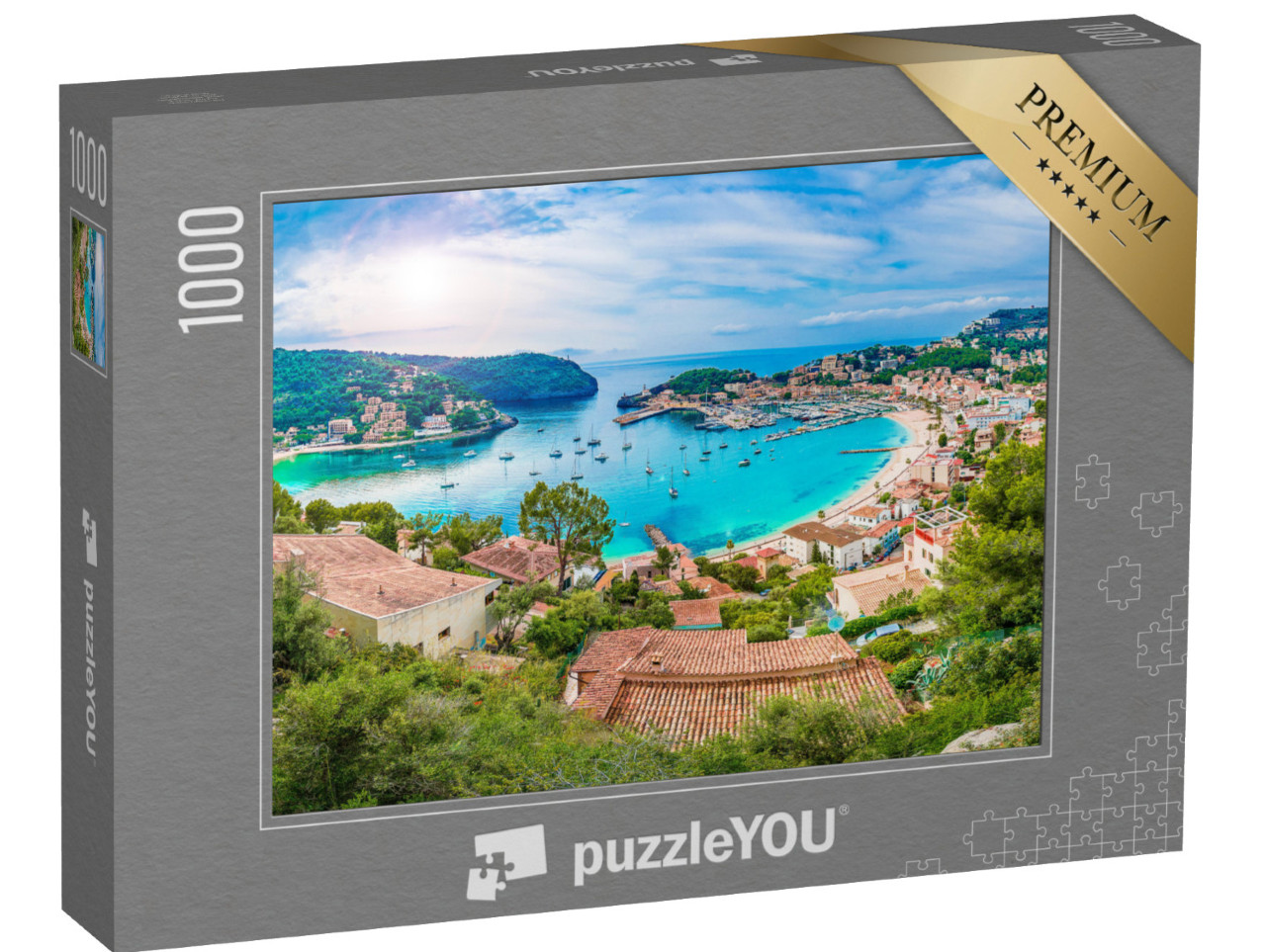 Puzzle 1000 pezzi „Vista panoramica di Porte de Soller, Palma Mallorca, Spagna“