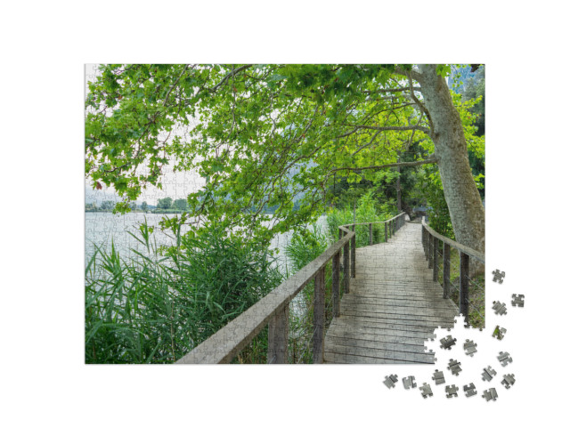 Puzzle 1000 pezzi „Italia, Toblino ,vista del lago e del castello toblino“